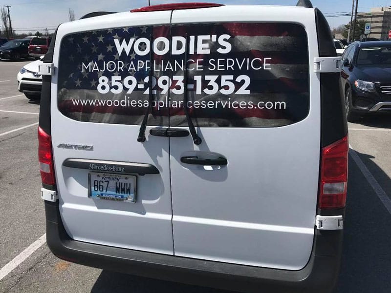 Back of Woodies Major appliance van